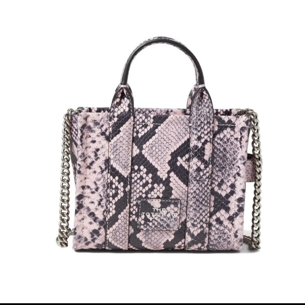 *NEW* MARC JACOBS-SNAKE EMBOSSED LEATHER MICRO TOTE COLOR BLEACHED MAUVE-MULTI - Picture 2 of 7